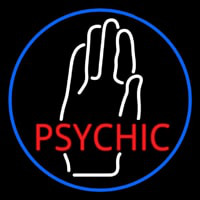 Red Psychic With White Palm Blue Border Leuchtreklame