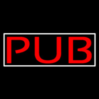 Red Pub With White Border Leuchtreklame