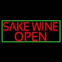 Red Sake Wine Open With Green Border Leuchtreklame