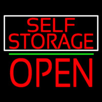 Red Self Storage White Border Open 1 Leuchtreklame