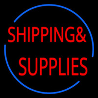 Red Shipping Supplies With Circle Leuchtreklame