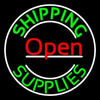 Red Shipping Supplies With Circle Open Leuchtreklame