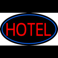 Red Simple Hotel With Blue Border Leuchtreklame