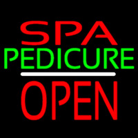Red Spa Green Pedicure White Line Open Leuchtreklame