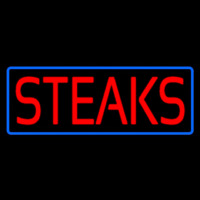 Red Steaks With Blue Border Leuchtreklame