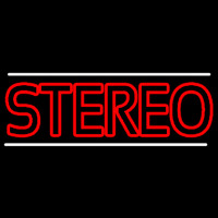 Red Stereo Block White Line Leuchtreklame