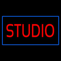 Red Studio Blue Rectangle Leuchtreklame