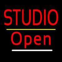 Red Studio Open Yellow Line Leuchtreklame