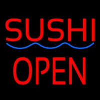 Red Sushi Block Open Blue Curve Leuchtreklame