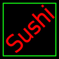 Red Sushi Green Border Leuchtreklame