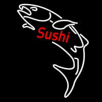 Red Sushi With Fish Logo Leuchtreklame