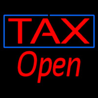 Red Ta  Blue Border Open Leuchtreklame