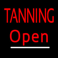 Red Tanning Open White Line Leuchtreklame