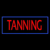 Red Tanning With Blue Border Leuchtreklame