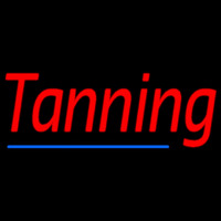 Red Tanning With Blue Line Leuchtreklame