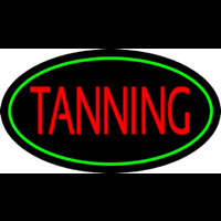 Red Tanning With Oval Green Border Leuchtreklame