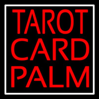 Red Tarot Card Palm And White Border Leuchtreklame