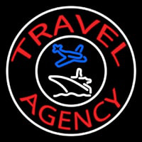 Red Travel Agency Logo With Border Leuchtreklame