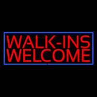 Red Walk Ins Welcome Blue Border Leuchtreklame