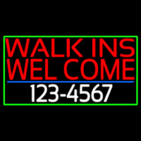 Red Walk Ins Welcome With Phone Number Leuchtreklame