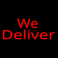 Red We Deliver Cursive Leuchtreklame