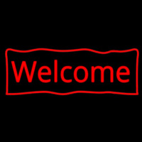 Red Welcome With Outline Leuchtreklame