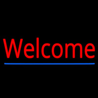 Red Welcome With Underline Leuchtreklame