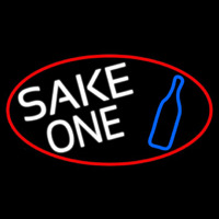 Sake One And Bottle Oval With Red Border Leuchtreklame