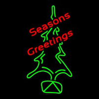 Seasons Greetings With Christmas Tree Leuchtreklame