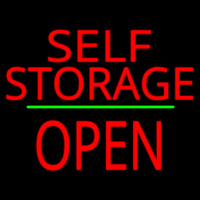 Self Storage Open Block Green Line Leuchtreklame