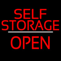 Self Storage Open White Line Leuchtreklame