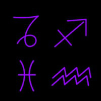 Set of Zodiac Sagittarius Capricorn Aquarius Pisces Leuchtreklame