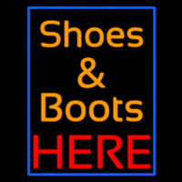 Shoes And Boots Here With Blue Border Leuchtreklame