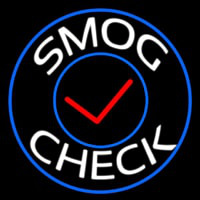 Smog Check Blue Round Leuchtreklame