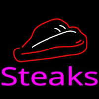 Steak Logo Pink Leuchtreklame
