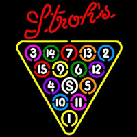 Strohs 15 Ball Billiards Pool Beer Sign Leuchtreklame