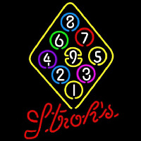 Strohs Ball Billiards Rack Pool Beer Sign Leuchtreklame