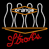 Strohs Bowling Orange Beer Sign Leuchtreklame