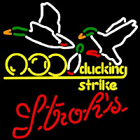 Strohs Bowling Sucking Strike Beer Sign Leuchtreklame