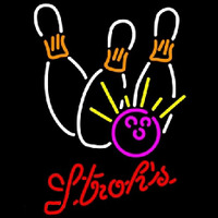 Strohs Bowling White Pink Beer Sign Leuchtreklame