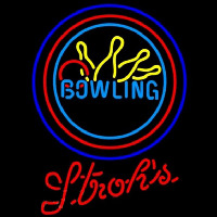 Strohs Bowling Yellow Blue Beer Sign Leuchtreklame