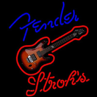 Strohs Fender Blue Red Guitar Beer Sign Leuchtreklame