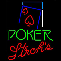 Strohs Green Poker Red Heart Beer Sign Leuchtreklame