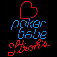 Strohs Poker Girl Heart Babe Beer Sign Leuchtreklame
