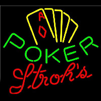 Strohs Poker Yellow Beer Sign Leuchtreklame