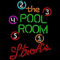 Strohs Pool Room Billiards Beer Sign Leuchtreklame