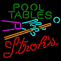 Strohs Pool Tables Billiards Beer Sign Leuchtreklame