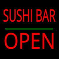 Sushi Bar Block Open Green Line Leuchtreklame
