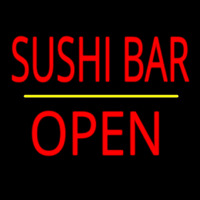 Sushi Bar Open Yellow Line Leuchtreklame