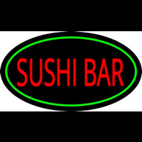 Sushi Bar Oval Green Leuchtreklame